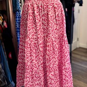 Vibrant Pink Animal Print Midi Skirt